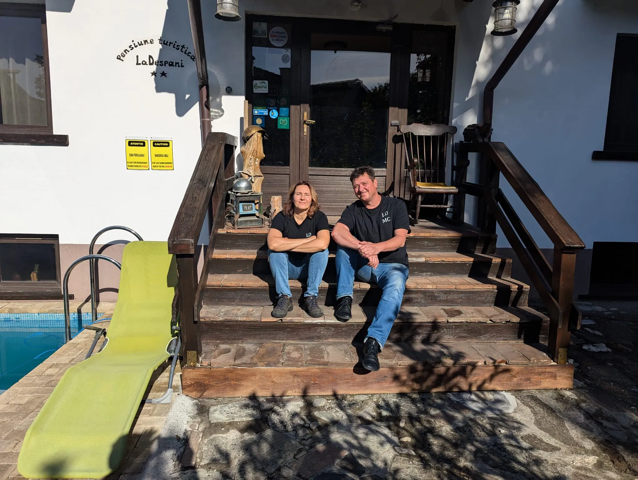 The family who run LaDespani Guesthouse in Brasov